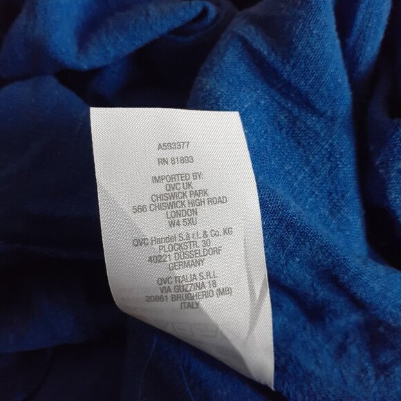 Susan Graver Women's Size 1X Blue Linen Blend Tiered Button Front Midi Dress - Picture 8 of 13